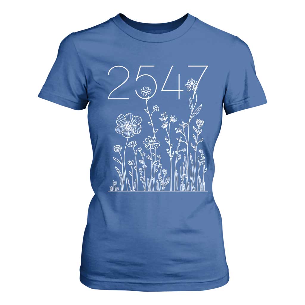 25 47 Floral Wildflower Subtle Graphic T Shirt For Women Political Satire Patriotic 25th Amendment TS02 Royal Blue Print Your Wear