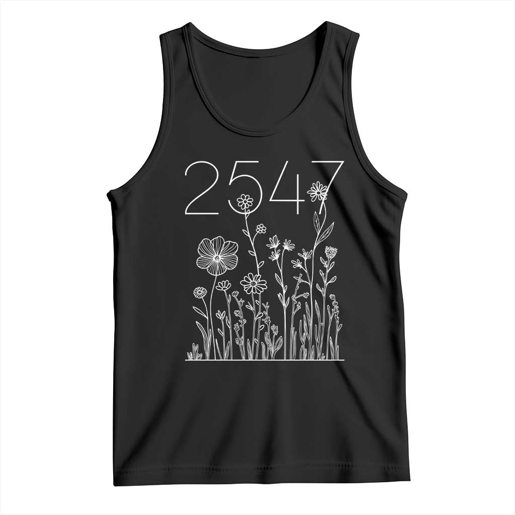 25 47 Floral Wildflower Subtle Graphic Tank Top Political Satire Patriotic 25th Amendment TS02 Black Print Your Wear