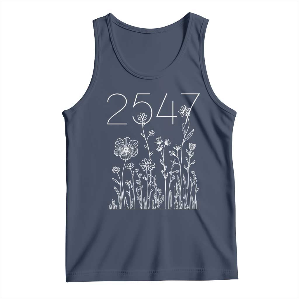 25 47 Floral Wildflower Subtle Graphic Tank Top Political Satire Patriotic 25th Amendment TS02 Navy Print Your Wear
