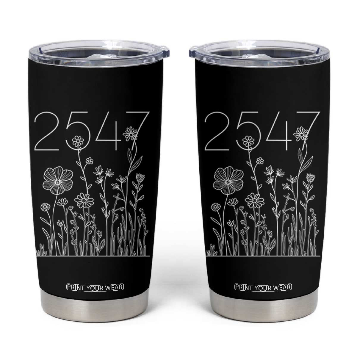 25 47 Floral Wildflower Subtle Graphic Tumbler Cup Political Satire Patriotic 25th Amendment TS02 Black Print Your Wear