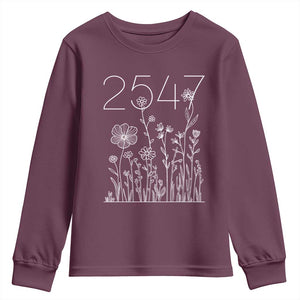 25 47 Floral Wildflower Subtle Graphic Youth Sweatshirt Political Satire Patriotic 25th Amendment TS02 Maroon Print Your Wear