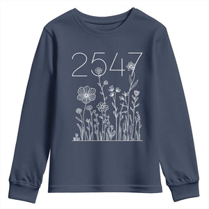25 47 Floral Wildflower Subtle Graphic Youth Sweatshirt Political Satire Patriotic 25th Amendment TS02 Navy Print Your Wear