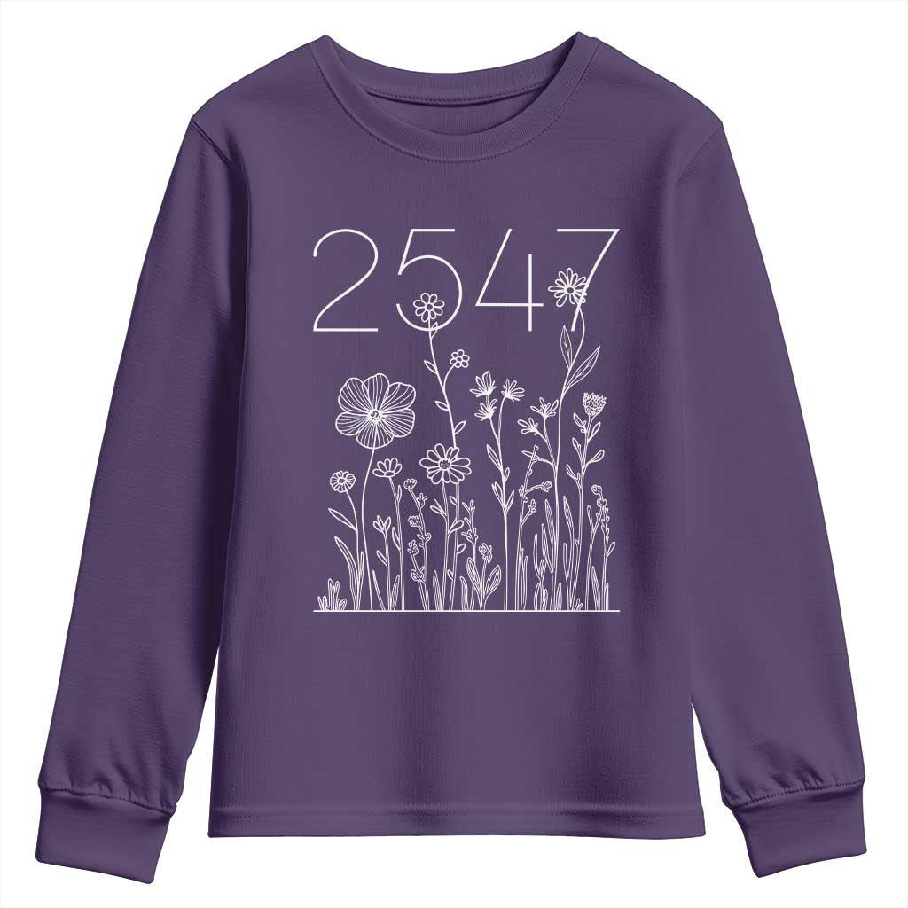25 47 Floral Wildflower Subtle Graphic Youth Sweatshirt Political Satire Patriotic 25th Amendment TS02 Purple Print Your Wear