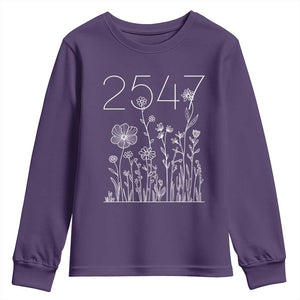 25 47 Floral Wildflower Subtle Graphic Youth Sweatshirt Political Satire Patriotic 25th Amendment TS02 Purple Print Your Wear