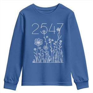 25 47 Floral Wildflower Subtle Graphic Youth Sweatshirt Political Satire Patriotic 25th Amendment TS02 Royal Blue Print Your Wear