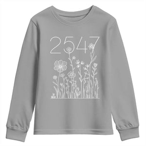 25 47 Floral Wildflower Subtle Graphic Youth Sweatshirt Political Satire Patriotic 25th Amendment TS02 Sport Gray Print Your Wear