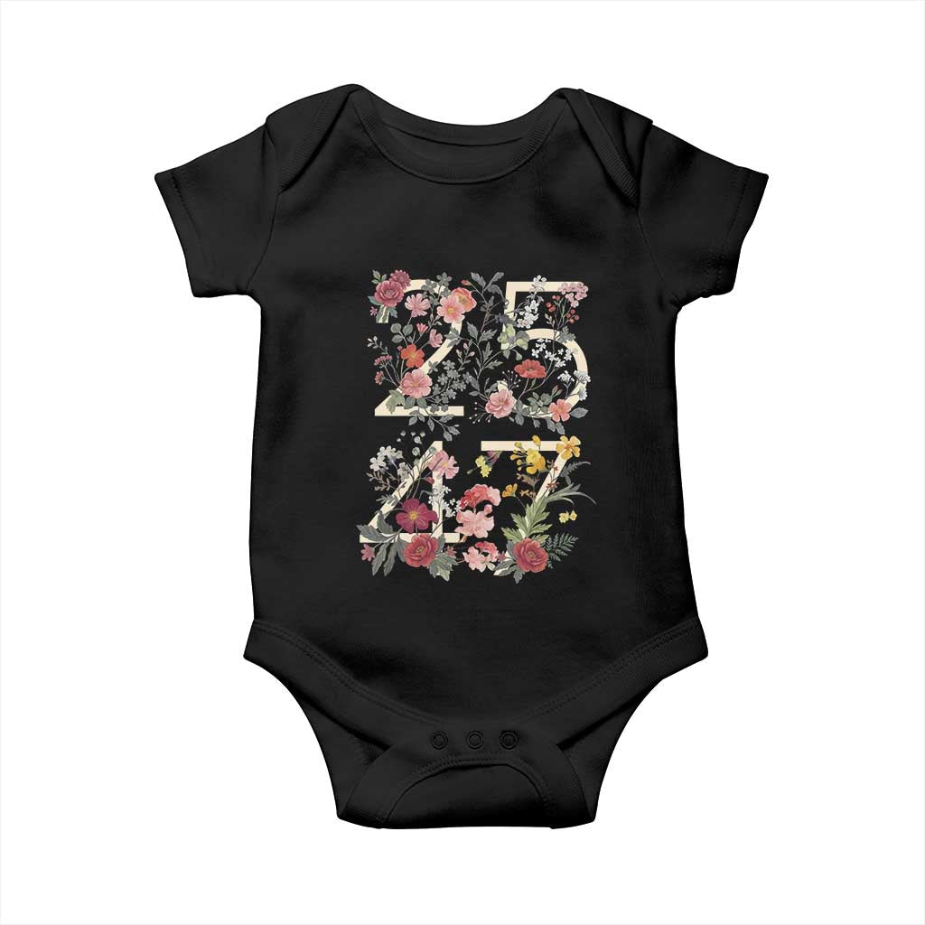 2547 Wildflower Floral Graphic Baby Onesie Subtle Coded 25th Amendment Political Satire Aesthetic TS02 Black Print Your Wear