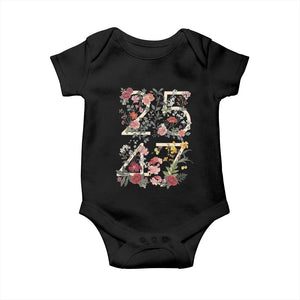 2547 Wildflower Floral Graphic Baby Onesie Subtle Coded 25th Amendment Political Satire Aesthetic TS02 Black Print Your Wear