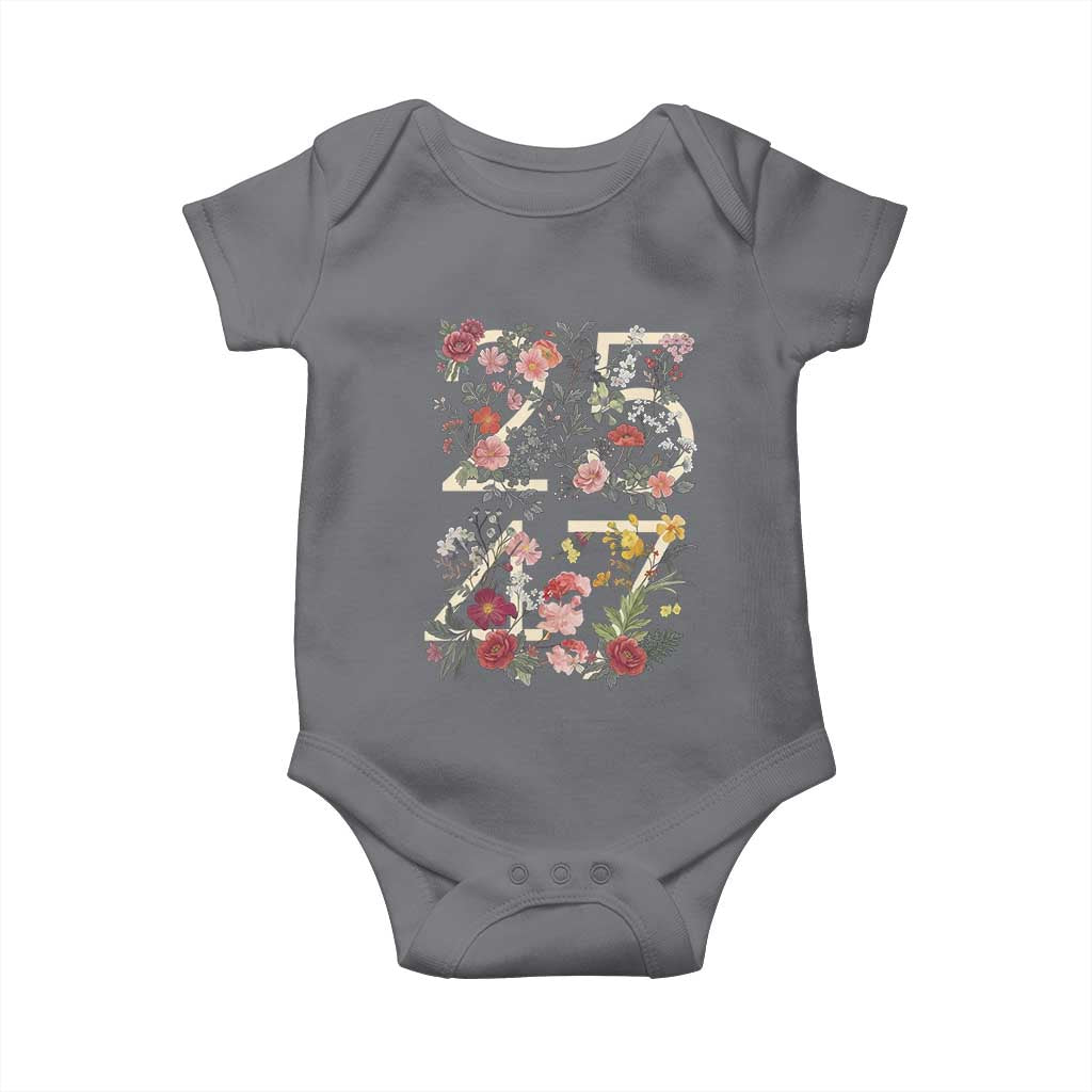 2547 Wildflower Floral Graphic Baby Onesie Subtle Coded 25th Amendment Political Satire Aesthetic TS02 Charcoal Print Your Wear