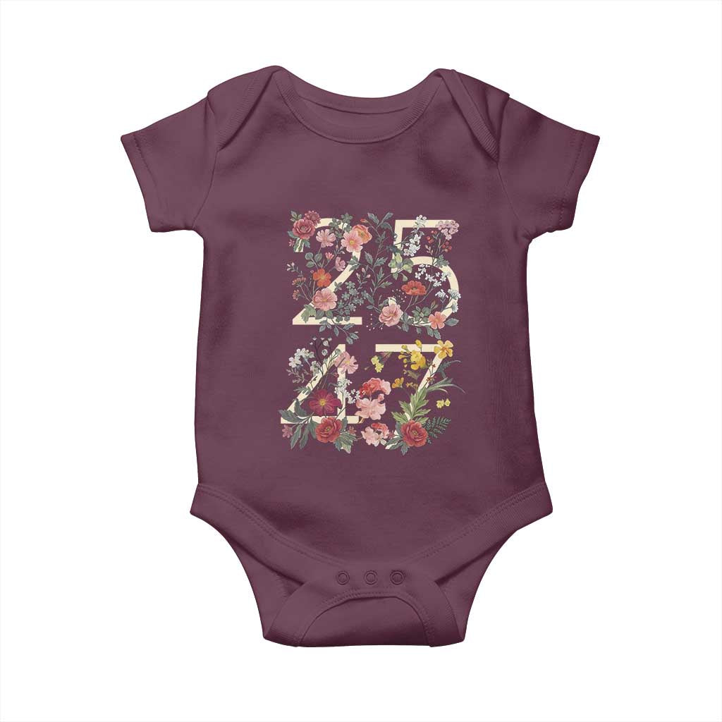 2547 Wildflower Floral Graphic Baby Onesie Subtle Coded 25th Amendment Political Satire Aesthetic TS02 Maroon Print Your Wear