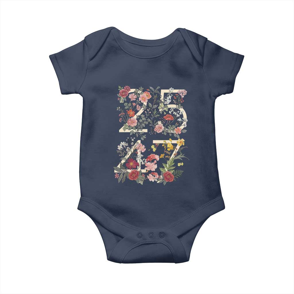2547 Wildflower Floral Graphic Baby Onesie Subtle Coded 25th Amendment Political Satire Aesthetic TS02 Navy Print Your Wear