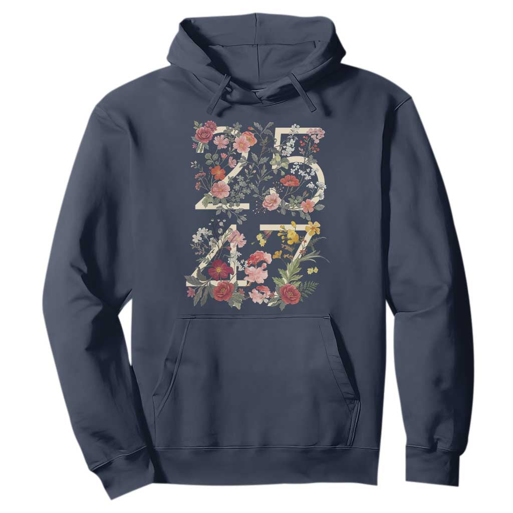 2547 Wildflower Floral Graphic Hoodie Subtle Coded 25th Amendment Political Satire Aesthetic TS02 Navy Print Your Wear