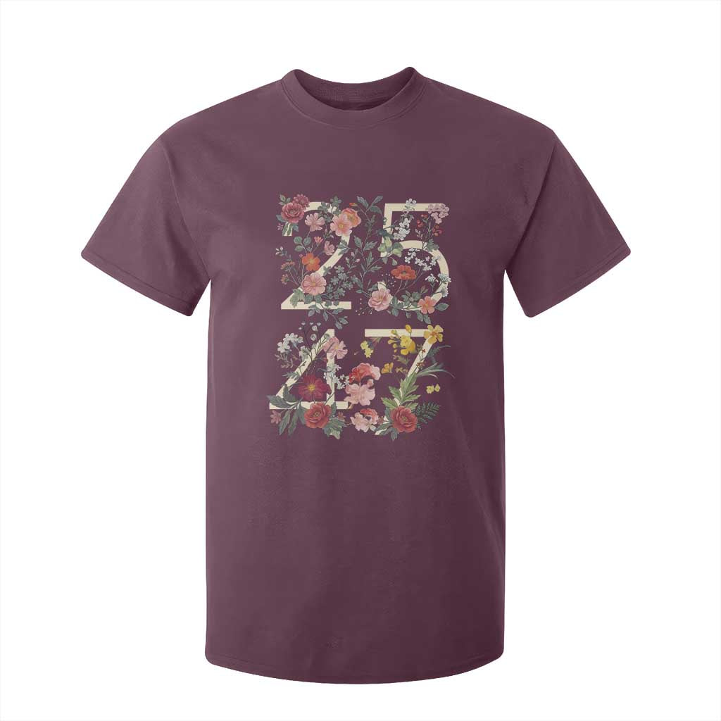 2547 Wildflower Floral Graphic T Shirt For Kid Subtle Coded 25th Amendment Political Satire Aesthetic TS02 Maroon Print Your Wear