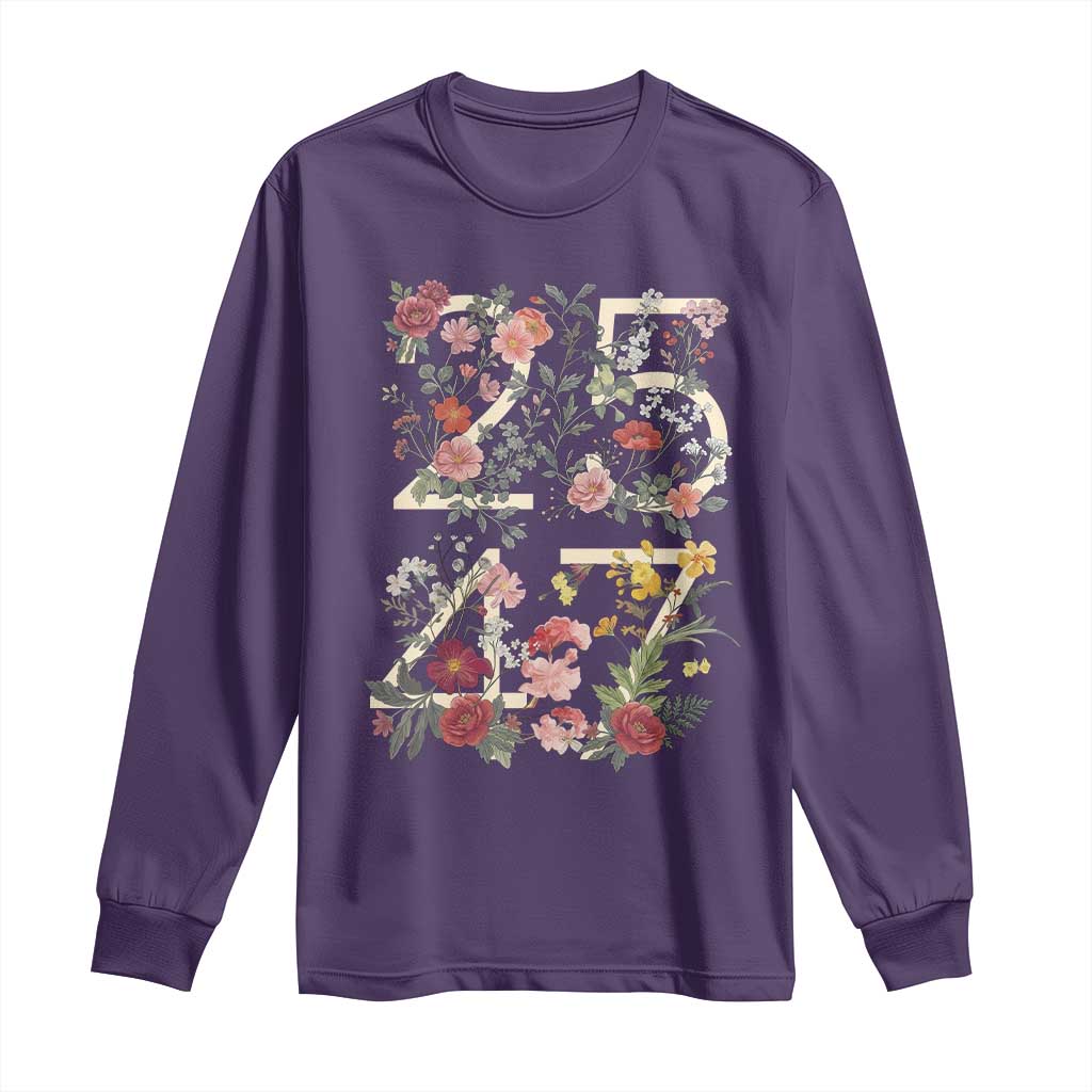2547 Wildflower Floral Graphic Long Sleeve Shirt Subtle Coded 25th Amendment Political Satire Aesthetic TS02 Purple Print Your Wear