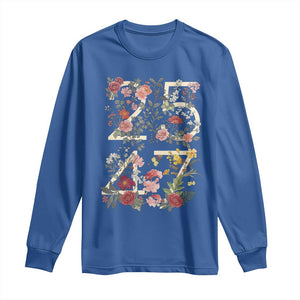 2547 Wildflower Floral Graphic Long Sleeve Shirt Subtle Coded 25th Amendment Political Satire Aesthetic TS02 Royal Blue Print Your Wear