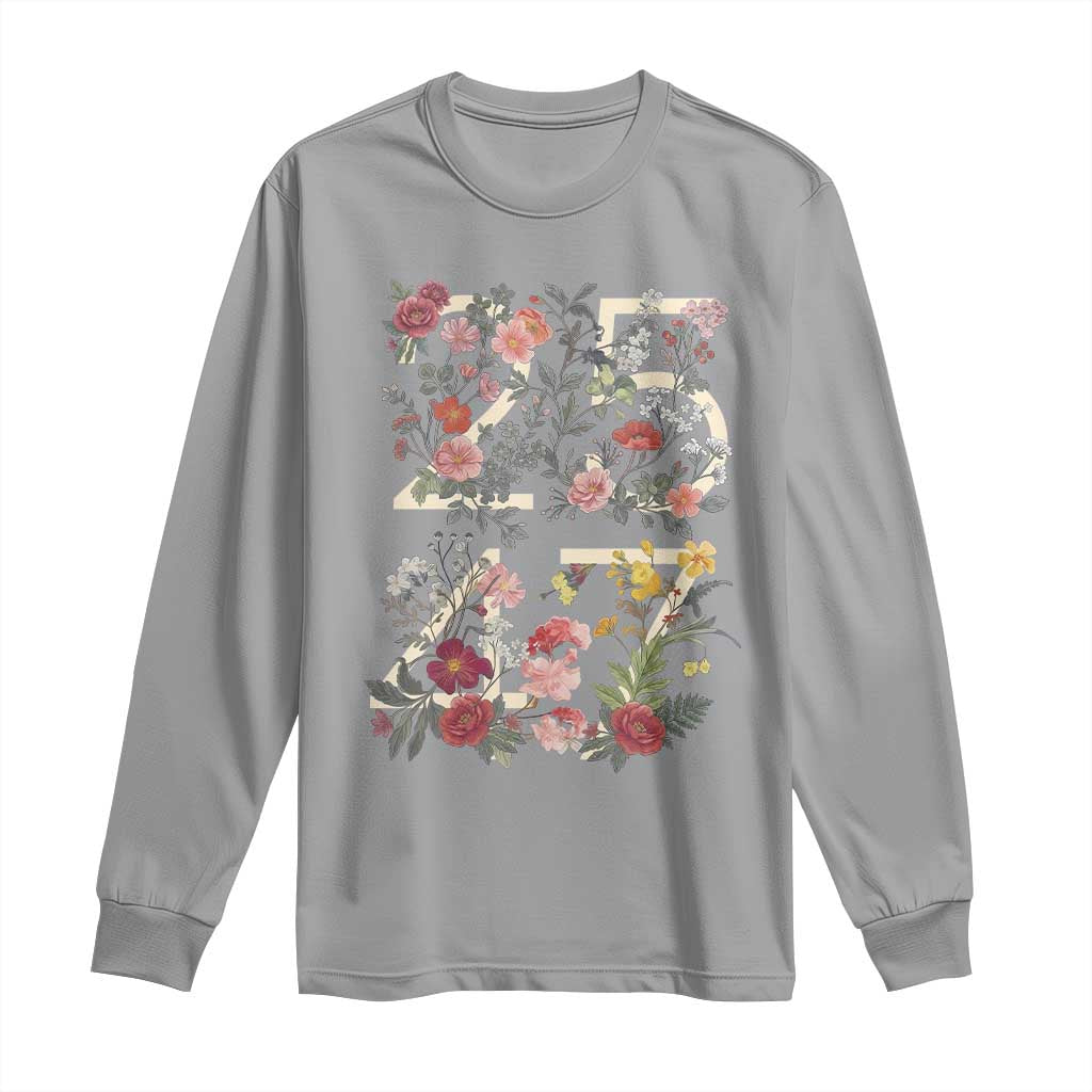 2547 Wildflower Floral Graphic Long Sleeve Shirt Subtle Coded 25th Amendment Political Satire Aesthetic TS02 Sport Gray Print Your Wear