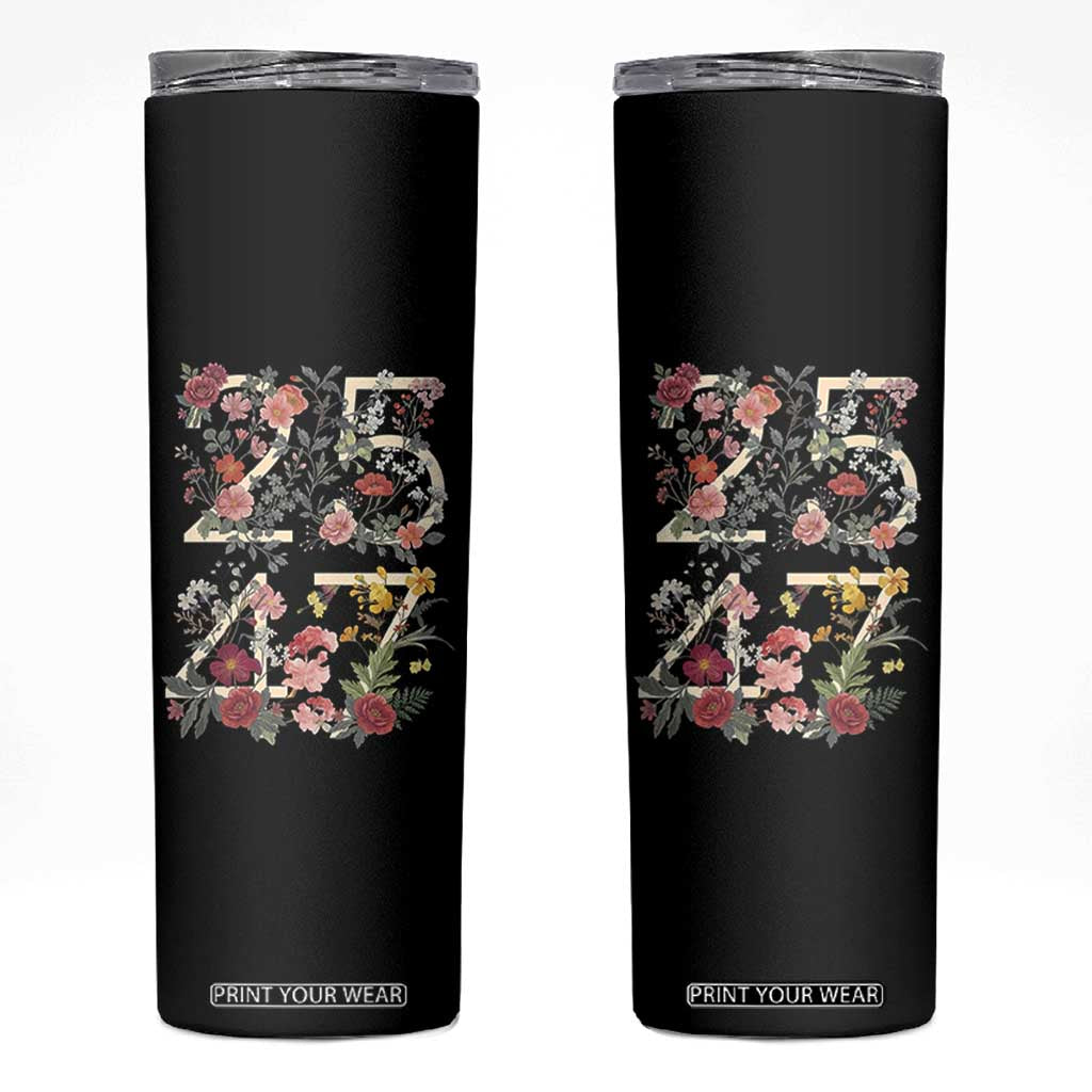 2547 Wildflower Floral Graphic Skinny Tumbler Subtle Coded 25th Amendment Political Satire Aesthetic TS02 Black Print Your Wear