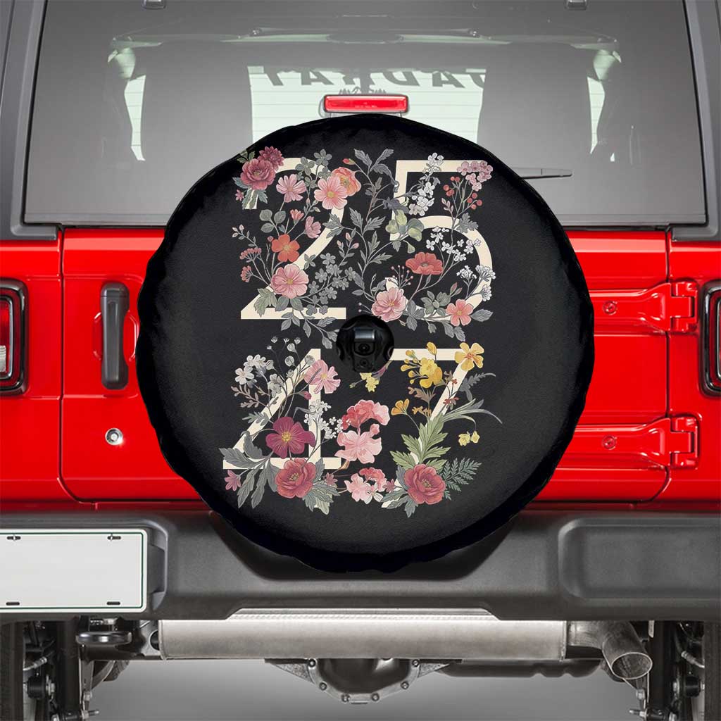 2547 Wildflower Floral Graphic Spare Tire Cover Subtle Coded 25th Amendment Political Satire Aesthetic TS02 Black Print Your Wear