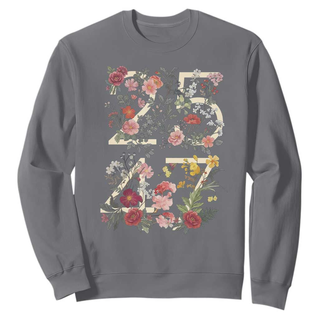 2547 Wildflower Floral Graphic Sweatshirt Subtle Coded 25th Amendment Political Satire Aesthetic TS02 Charcoal Print Your Wear