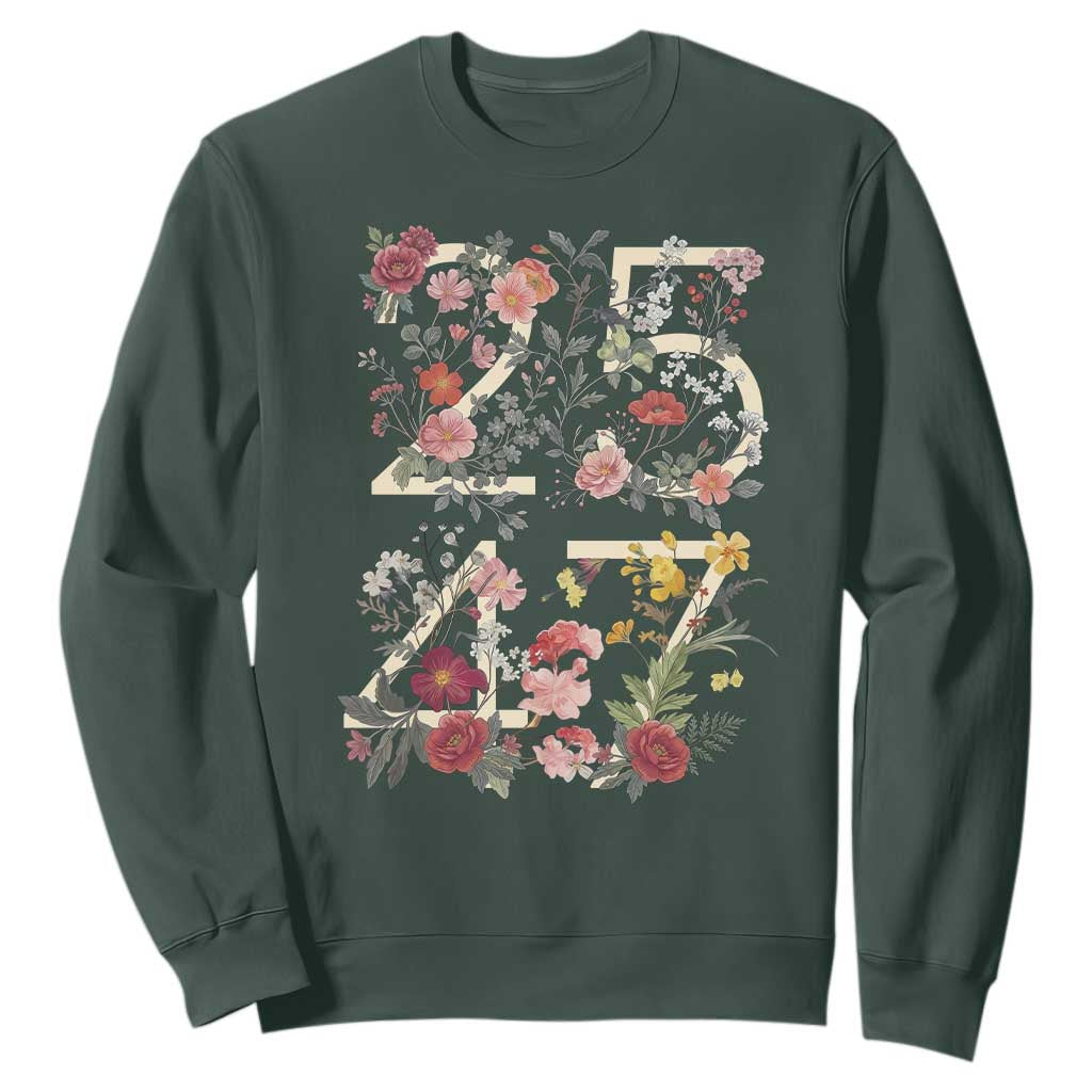 2547 Wildflower Floral Graphic Sweatshirt Subtle Coded 25th Amendment Political Satire Aesthetic TS02 Dark Forest Green Print Your Wear