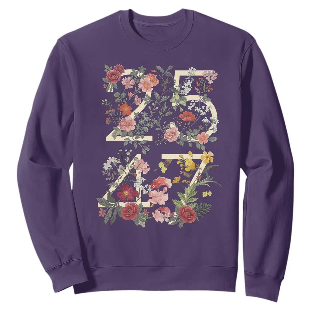 2547 Wildflower Floral Graphic Sweatshirt Subtle Coded 25th Amendment Political Satire Aesthetic TS02 Purple Print Your Wear