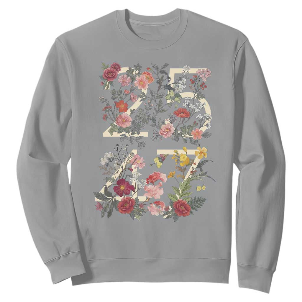 2547 Wildflower Floral Graphic Sweatshirt Subtle Coded 25th Amendment Political Satire Aesthetic TS02 Sport Gray Print Your Wear