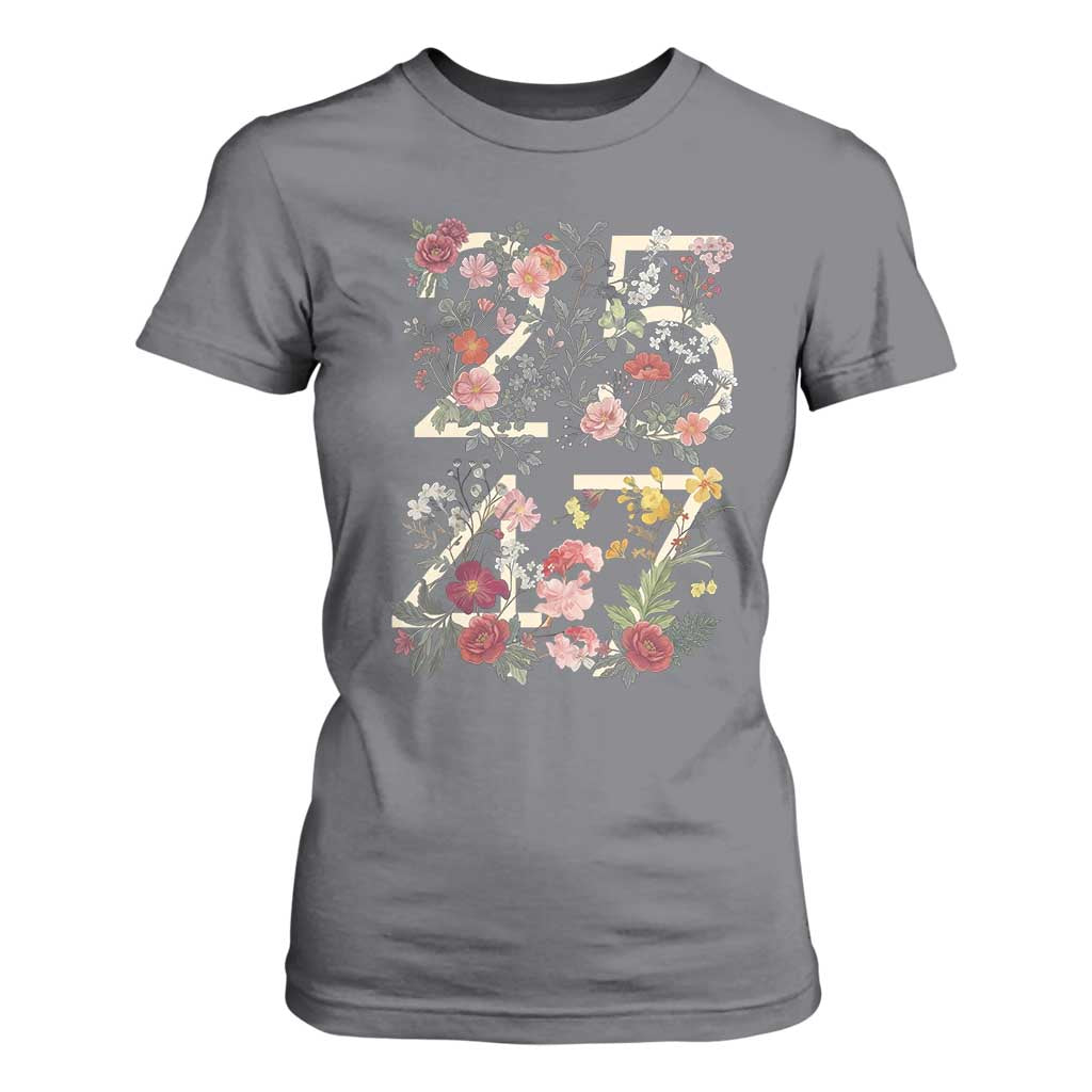 2547 Wildflower Floral Graphic T Shirt For Women Subtle Coded 25th Amendment Political Satire Aesthetic TS02 Charcoal Print Your Wear