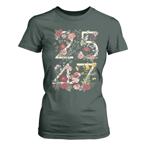 2547 Wildflower Floral Graphic T Shirt For Women Subtle Coded 25th Amendment Political Satire Aesthetic TS02 Dark Forest Green Print Your Wear
