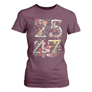 2547 Wildflower Floral Graphic T Shirt For Women Subtle Coded 25th Amendment Political Satire Aesthetic TS02 Maroon Print Your Wear