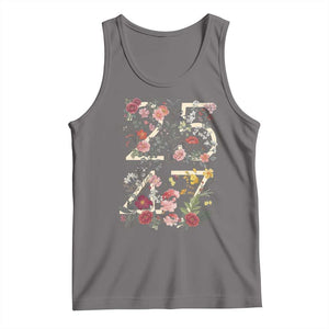 2547 Wildflower Floral Graphic Tank Top Subtle Coded 25th Amendment Political Satire Aesthetic TS02 Deep Heather Print Your Wear