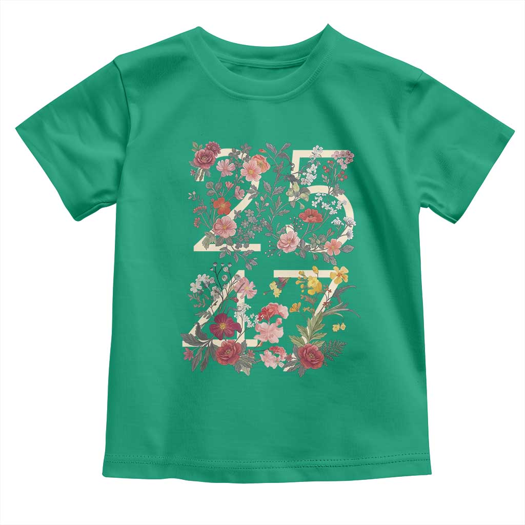 2547 Wildflower Floral Graphic Toddler T Shirt Subtle Coded 25th Amendment Political Satire Aesthetic TS02 Irish Green Print Your Wear
