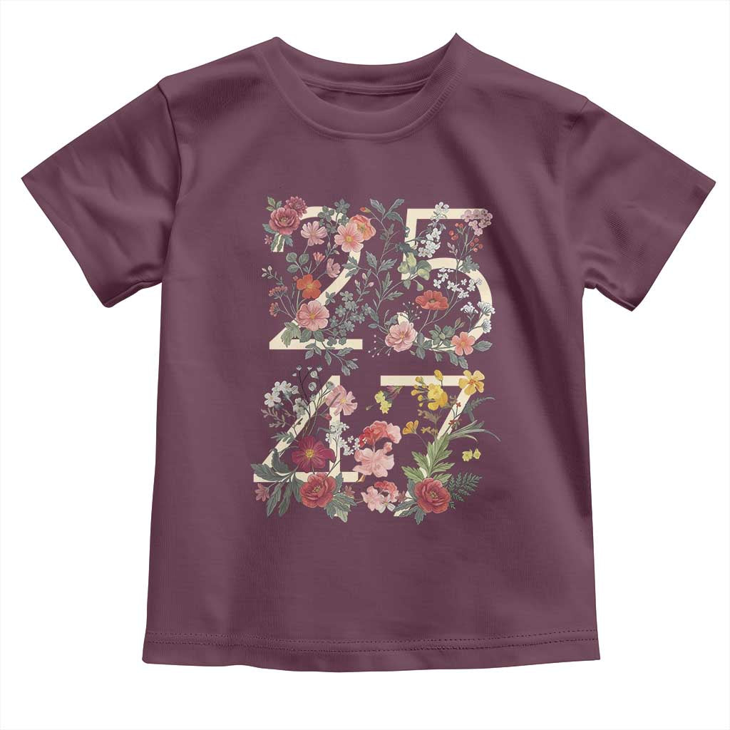 2547 Wildflower Floral Graphic Toddler T Shirt Subtle Coded 25th Amendment Political Satire Aesthetic TS02 Maroon Print Your Wear