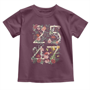 2547 Wildflower Floral Graphic Toddler T Shirt Subtle Coded 25th Amendment Political Satire Aesthetic TS02 Maroon Print Your Wear