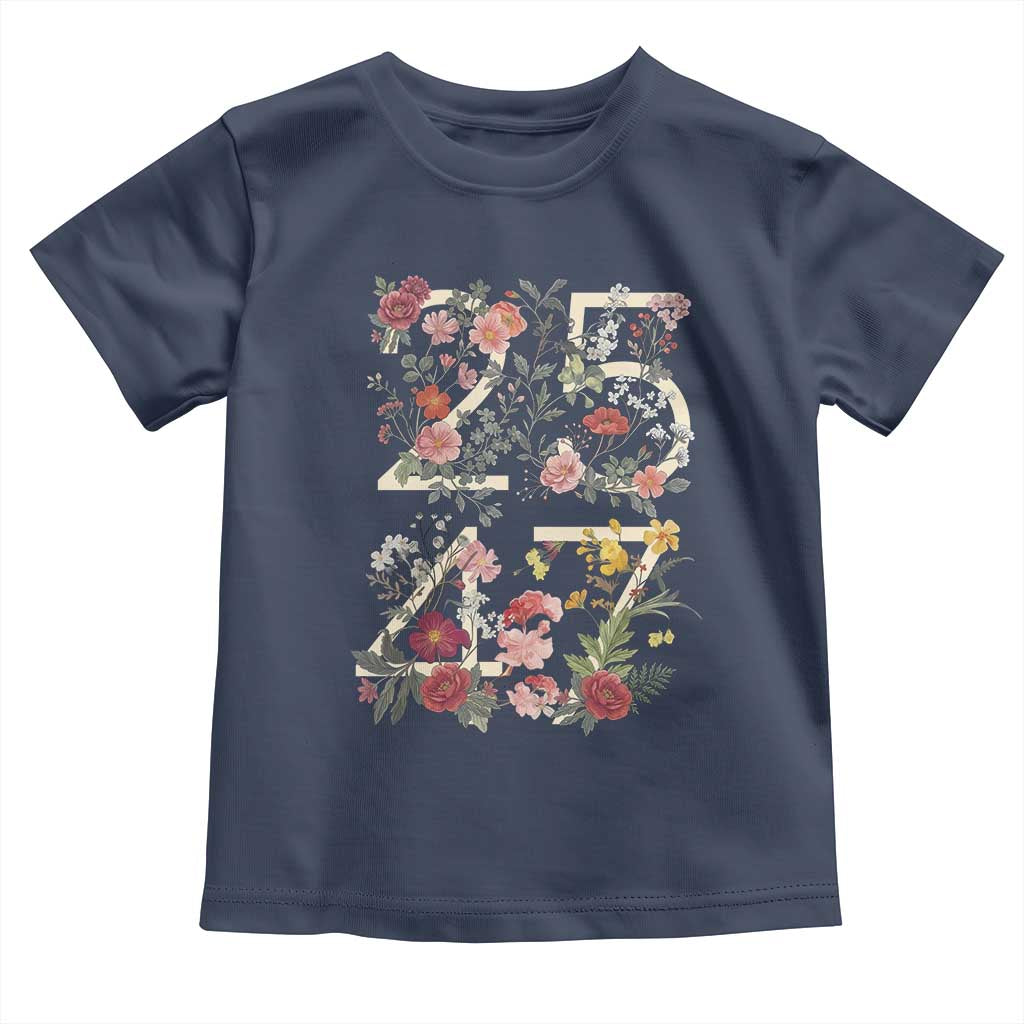 2547 Wildflower Floral Graphic Toddler T Shirt Subtle Coded 25th Amendment Political Satire Aesthetic TS02 Navy Print Your Wear