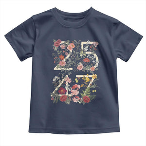 2547 Wildflower Floral Graphic Toddler T Shirt Subtle Coded 25th Amendment Political Satire Aesthetic TS02 Navy Print Your Wear