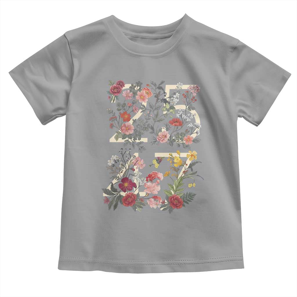 2547 Wildflower Floral Graphic Toddler T Shirt Subtle Coded 25th Amendment Political Satire Aesthetic TS02 Sport Gray Print Your Wear
