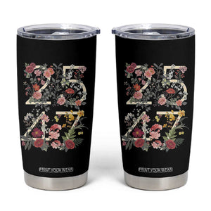 2547 Wildflower Floral Graphic Tumbler Cup Subtle Coded 25th Amendment Political Satire Aesthetic TS02 Black Print Your Wear