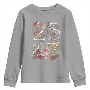 2547 Wildflower Floral Graphic Youth Sweatshirt Subtle Coded 25th Amendment Political Satire Aesthetic TS02 Sport Gray Print Your Wear