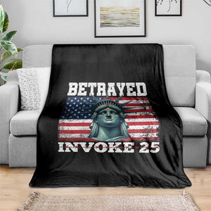 Betrayed Invoke 25 Statue of Liberty Crying Throw Blanket 25th Amendment Distressed Flag Political Satire Graphic TS02 Print Your Wear
