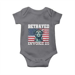 Betrayed Invoke 25 Statue of Liberty Crying Baby Onesie 25th Amendment Distressed Flag Political Satire Graphic TS02 Charcoal Print Your Wear