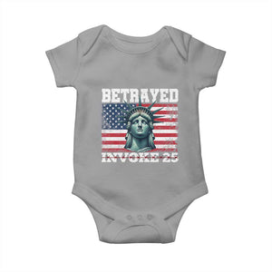 Betrayed Invoke 25 Statue of Liberty Crying Baby Onesie 25th Amendment Distressed Flag Political Satire Graphic TS02 Sport Gray Print Your Wear