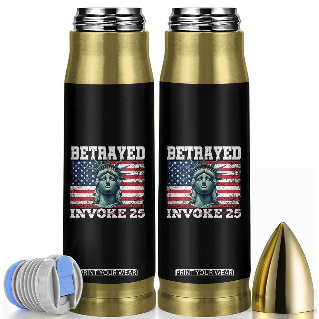 Betrayed Invoke 25 Statue of Liberty Crying Bullet Tumbler 25th Amendment Distressed Flag Political Satire Graphic TS02 Black Print Your Wear