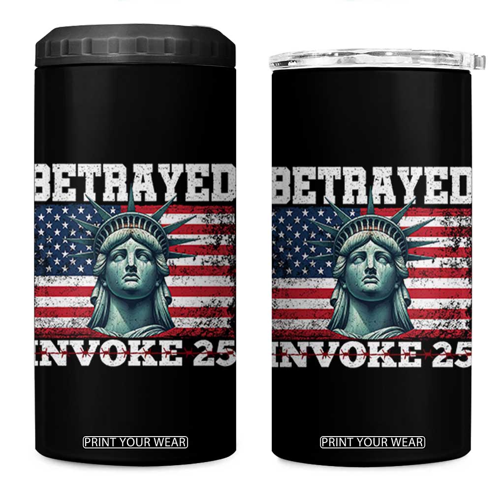 Betrayed Invoke 25 Statue of Liberty Crying 4 in 1 Can Cooler Tumbler 25th Amendment Distressed Flag Political Satire Graphic TS02 One Size: 16 oz Black Print Your Wear
