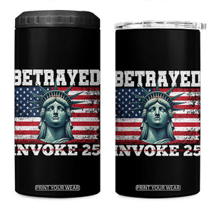 Betrayed Invoke 25 Statue of Liberty Crying 4 in 1 Can Cooler Tumbler 25th Amendment Distressed Flag Political Satire Graphic TS02 One Size: 16 oz Black Print Your Wear