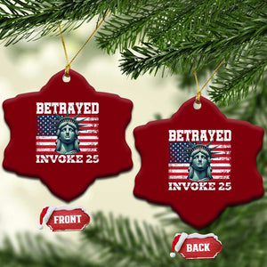 Betrayed Invoke 25 Statue of Liberty Crying Ceramic Ornament 25th Amendment Distressed Flag Political Satire Graphic TS02 Print Your Wear