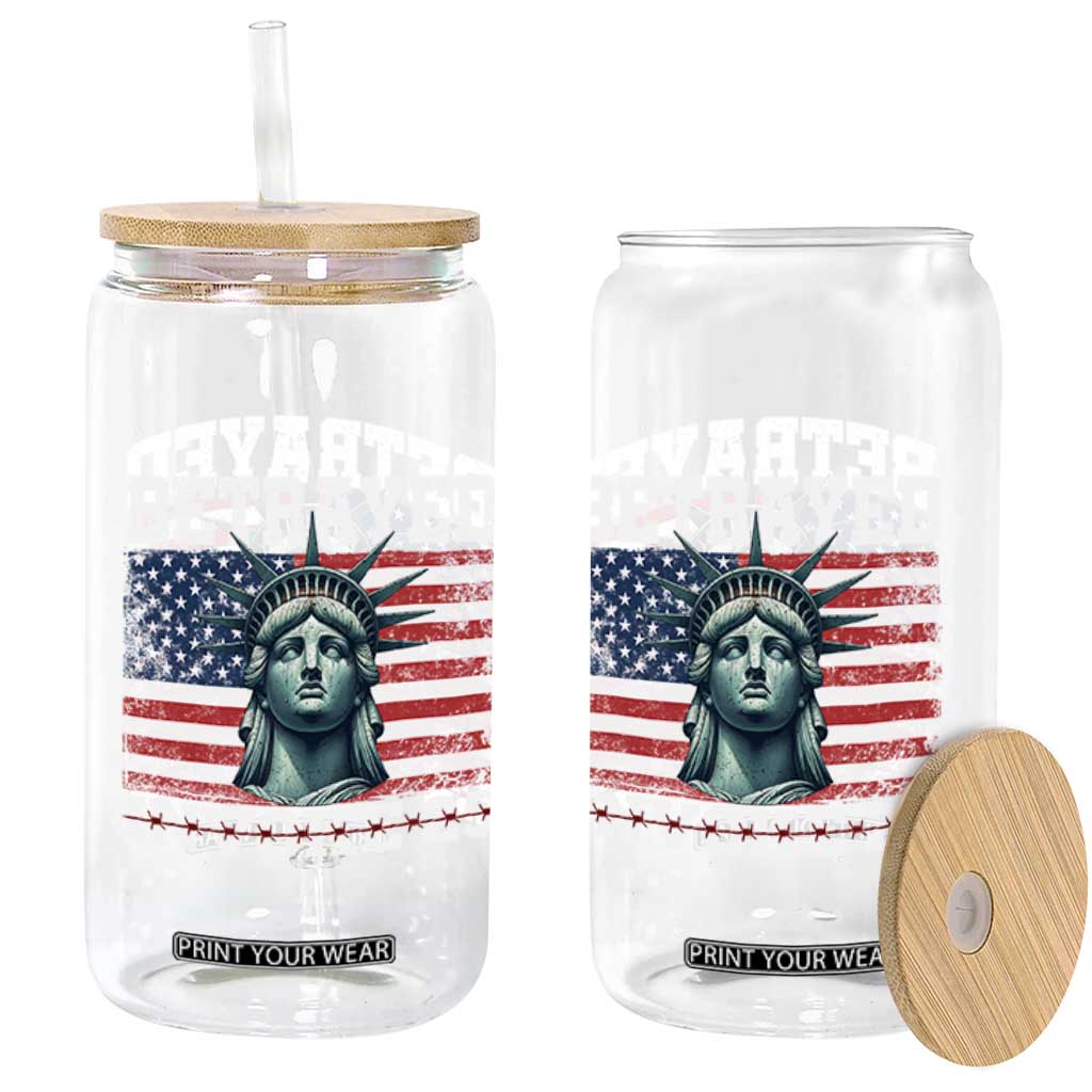 Betrayed Invoke 25 Statue of Liberty Crying Glass Can 25th Amendment Distressed Flag Political Satire Graphic TS02 Print Your Wear