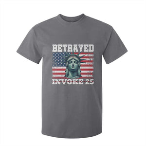 Betrayed Invoke 25 Statue of Liberty Crying T Shirt For Kid 25th Amendment Distressed Flag Political Satire Graphic TS02 Charcoal Print Your Wear