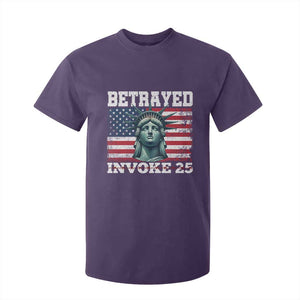 Betrayed Invoke 25 Statue of Liberty Crying T Shirt For Kid 25th Amendment Distressed Flag Political Satire Graphic TS02 Purple Print Your Wear