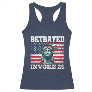 Betrayed Invoke 25 Statue of Liberty Crying Racerback Tank Top 25th Amendment Distressed Flag Political Satire Graphic TS02 Navy Print Your Wear