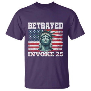 Betrayed Invoke 25 Statue of Liberty Crying T Shirt 25th Amendment Distressed Flag Political Satire Graphic TS02 Purple Print Your Wear